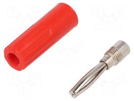 Plug | 4mm banana | 10A | 50VDC | red | non-insulated | for cable | 3.5mm2