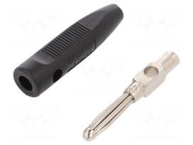 Plug | 4mm banana | 16A | 50VDC | black | for cable | 2.5mm2