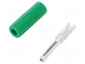 Plug | 4mm banana | 10A | 50VDC | green | non-insulated | for cable