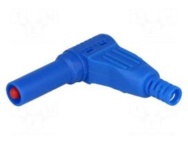 Plug | 4mm banana | 32A | blue | insulated | 40mm | for cable