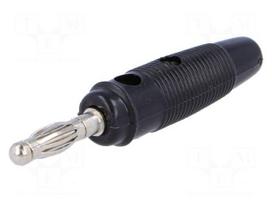 Plug | 4mm banana | 10A | 60VDC | black | with transversal socket