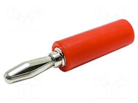 Plug | 4mm banana | 15A | 1kVAC | red | non-insulated | 40.4mm | Mat: brass