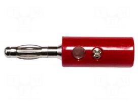 Plug | 4mm banana | 15A | 1kVAC | red | 43mm | Plating: nickel plated