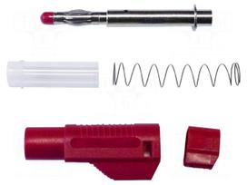 Plug | 4mm banana | 20A | 1kVAC | red | Mounting: soldered | Mat: brass