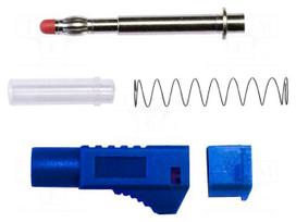Plug | 4mm banana | 45A | 1kVAC | blue | Mounting: soldered | Mat: brass