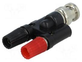 Adapter | BNC socket,banana 4mm plug x2 | black | 59mm