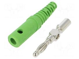 Plug | 4mm banana | 32A | 60VDC | green | Max.wire diam: 2.8mm