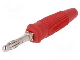 Plug | 4mm banana | 32A | 60VDC | red | non-insulated | for cable | 3mΩ