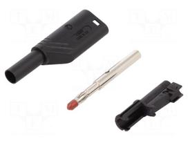 Plug | 4mm banana | 24A | 1kVDC | black | 0.5÷2.5mm2 | Mounting: on cable