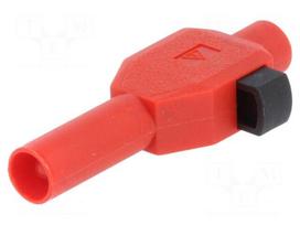 Plug | 4mm banana | 10A | 600V | red | insulated | Plating: nickel plated
