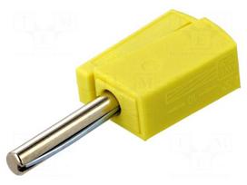 Plug | 4mm banana | 20A | 42V | yellow | non-insulated | 40mm | 3.86g