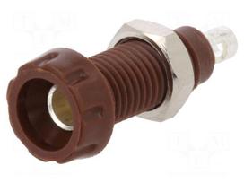 Socket | 4mm banana | 10A | 250VAC | 28.5mm | brown | nickel plated | 10mΩ