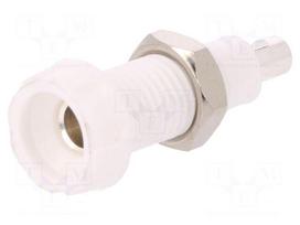 Socket | 4mm banana | 10A | 250VAC | 28.5mm | white | nickel plated | 10mΩ