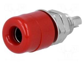 Socket | 4mm banana | 32A | 60VDC | red | nickel plated | screw,on panel