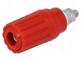 Socket | 4mm banana | 25A | red | insulated | crimped