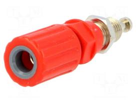 Socket | 4mm banana | 36A | 33VAC | 70VDC | red | soldered | -20÷80°C