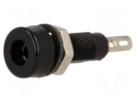 Socket | 4mm banana | 10A | 60VDC | black | nickel plated | insulated