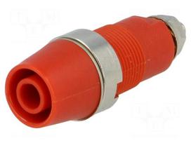 Socket | 4mm banana | 32A | 1kVDC | red | nickel plated | screw | 39mm