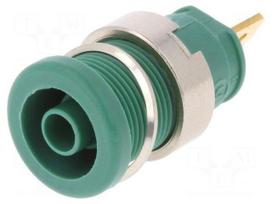 Socket | 4mm banana | 25A | 1kVDC | green | gold-plated | screw | 32mm