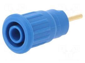 Socket | 4mm banana | 24A | 1kV | blue | gold-plated | on panel | 12.2mm