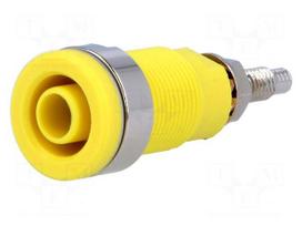 Socket | 4mm banana | 32A | 1kVDC | yellow | nickel plated | on panel
