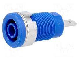 Socket | 4mm banana | 24A | 1kVDC | blue | nickel plated | on panel | 34mm