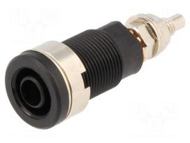 Socket | 4mm banana | 32A | 1kVDC | black | nickel plated | on panel
