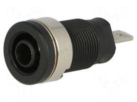 Socket | 4mm banana | 24A | 1kVDC | black | nickel plated | on panel