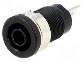 Socket | 4mm banana | 32A | 1kVDC | black | nickel plated | on panel