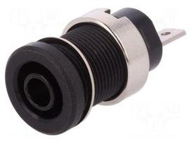 Socket | 4mm banana | 24A | black | nickel plated | screw,on panel