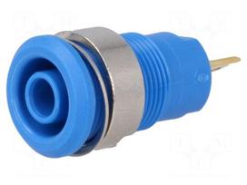 Socket | 4mm banana | 24A | 1kV | Cutout: Ø12.2mm | blue | gold-plated