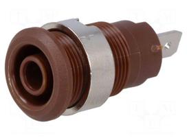Socket | 4mm banana | 24A | 1kV | Cutout: Ø12.2mm | brown | nickel plated