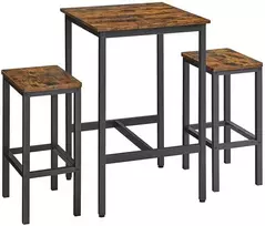 Songmics Baro stalo komplektas 60x60x92 cm, rudos spalvos, plienas