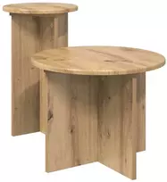 Šoninių staliukų komplektas su saugykla 2 pcs Artisano ąžuolo
