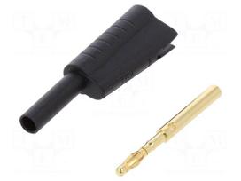 Plug | 2mm banana | 10A | 30VAC | 60VDC | black | Connection: soldering