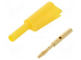 Plug | 2mm banana | 10A | 30VAC | 60VDC | yellow | Connection: soldering