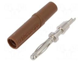 Plug | 2mm banana | 10A | 70VDC | brown | Plating: nickel plated | Ø: 2mm