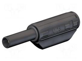 Plug | 2mm banana | 10A | 600V | black | Plating: gold-plated | 36mm