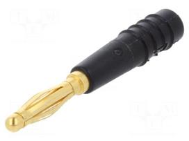 Plug | 2mm banana | 10A | 60V | black | Plating: gold-plated | 0.5mm2