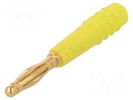 Plug | 2mm banana | 10A | 60V | yellow | Plating: gold-plated | 0.5mm2