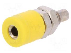 Socket | 2mm banana | 10A | 33VAC | 70VDC | yellow | insulated | -40÷110°C