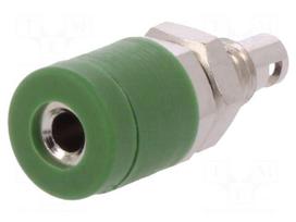 Socket | 2mm banana | 10A | 33VAC | 70VDC | green | insulated | -40÷110°C
