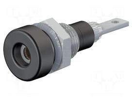 Socket | 2mm banana | 10A | 23mm | black | Mounting: soldered,on panel