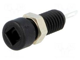 Socket | 2mm banana | 6A | Overall len: 21mm | black | insulated