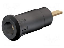Socket | 2mm banana | 10A | 28mm | black | Mounting: soldered,on panel