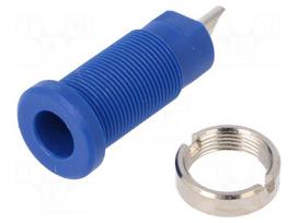 Socket | 2mm banana | 10A | 600V | 25mm | blue | Mounting: screw,on panel