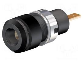 Socket | 2mm banana | 10A | 28mm | black | Mounting: soldered,on panel