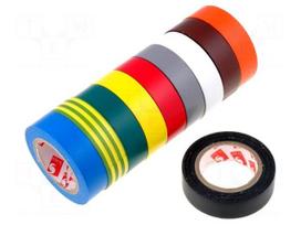 Tape: electrical insulating | W: 15mm | L: 10m | Thk: 0.13mm | rubber