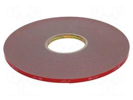 Tape: fixing | W: 9mm | L: 33m | Thk: 1.1mm | acrylic | grey | max.230°C