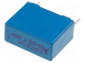 Capacitor: polypropylene | X2 | 330nF | 15mm | ±20% | 8x14x18mm | 305VAC